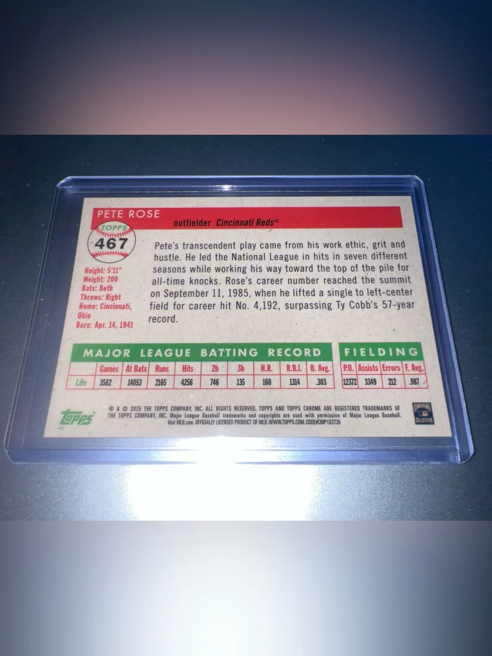 2025 Topps Chrome Platinum Pete Rose - GOLD Toile Refractor # /50 Reds - Picture 2 of 4
